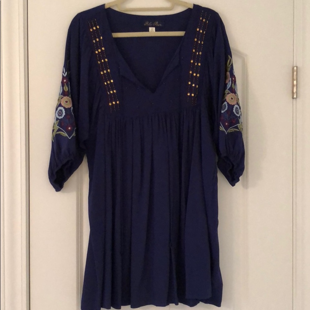 Blue embroidered dress